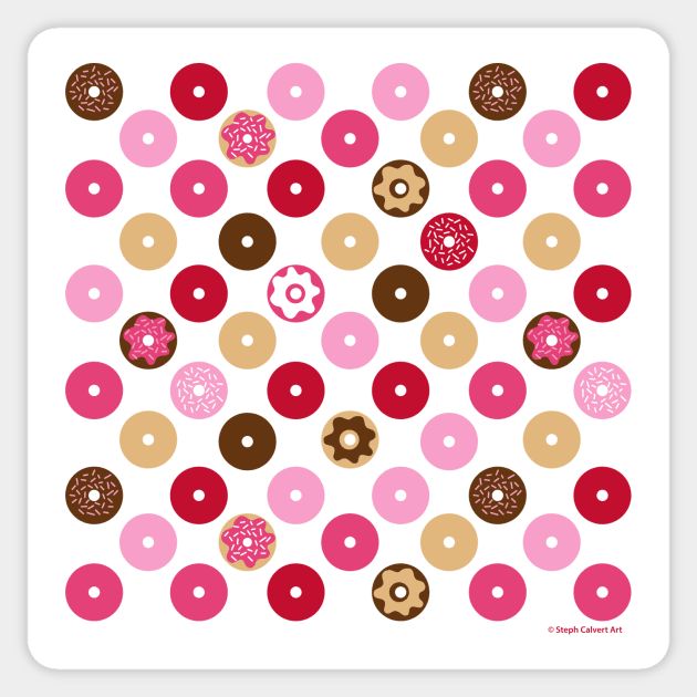 Donut Pattern - Cute Sweet Donuts Polka Dots Icons Sticker by Steph Calvert Art